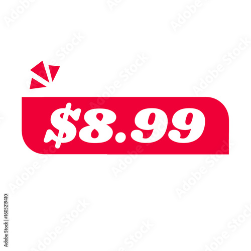 Wallpaper Mural $8.99 only png, red colour price tag, flat modern tab, store offer deal Torontodigital.ca