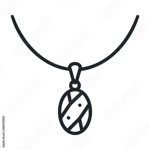 Minimalist line art necklace with elegant abstract pendant design. Vector illustration