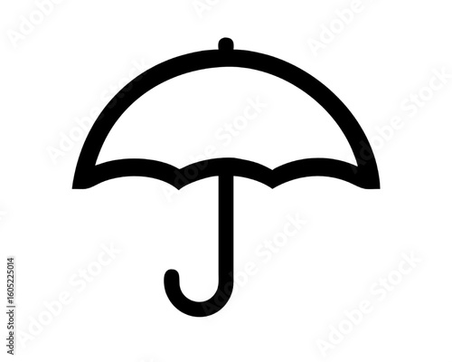 Simple black line icon of an open umbrella. Minimal vector design for weather or safety concept.