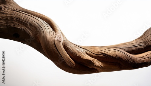 curved wooden branch with natural twist showcasing intricate textures and organic shapes perfect for decorative purposes or artistic displays its unique form adds rustic charm to any setting
