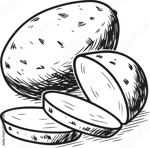 Black and White Potato Illustration