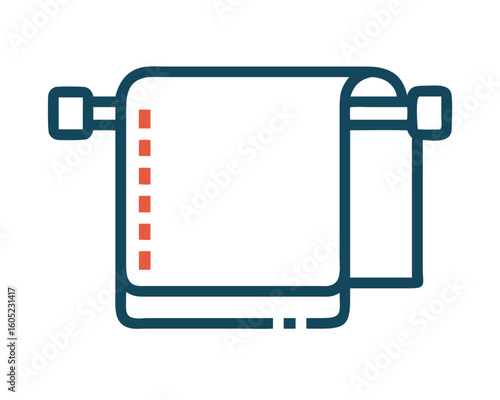 Cleanliness Icon Folded Towel on Rack – Symbol of Hygiene and Freshness