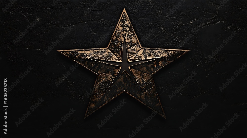 Fototapeta premium Ornate gold star on dark stone (1)