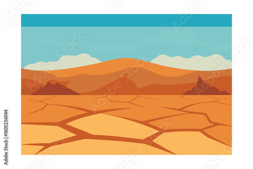 Cracked Dry Earth In A Barren Desert Landscape