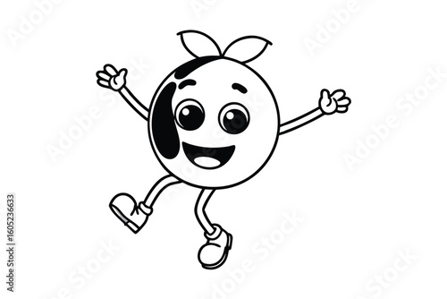 Cute Blueberry Character Jumping With Joy