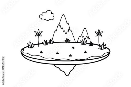 Mini Floating Island With A Tiny Lake And Tree