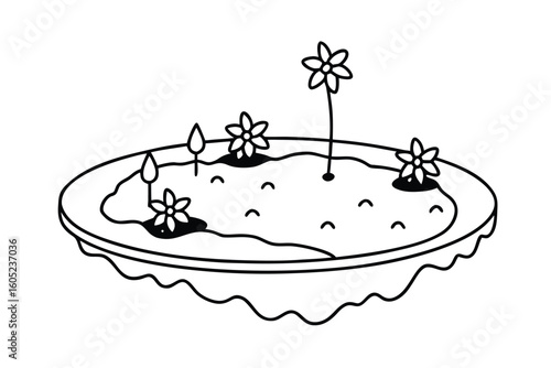 Mini Floating Island With A Tiny Lake And Tree