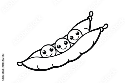 Cute Peas In A Pod Giggling Legume Mascot