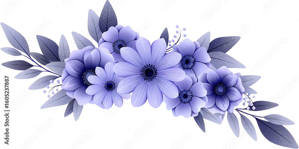 Fototapeta premium collection of vibrant blue flowers png images isolated 0n white background, png, ai generated.