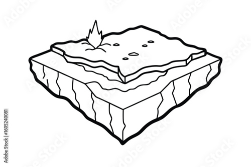 Floating Piece Of Land With Cracks Pond