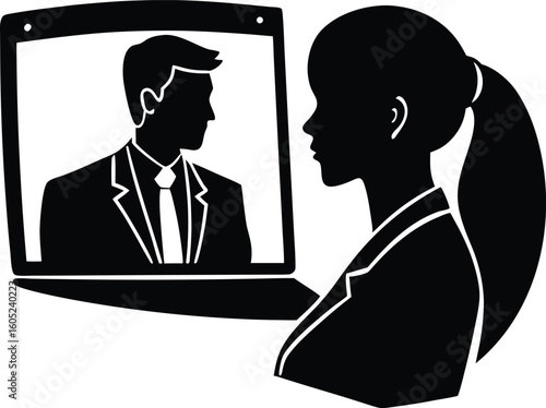 Couple on Online Business Call Silhouette