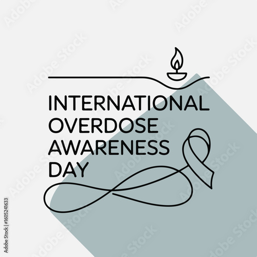 International Overdose Awareness Day – Purple Ribbon, Vigil & Remembrance Illustration.