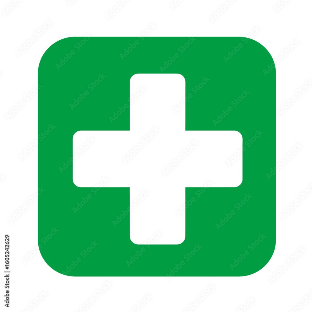 Obraz premium Profile silhouette of head with medical cross symbol on green background - Concept of icons, medicine 