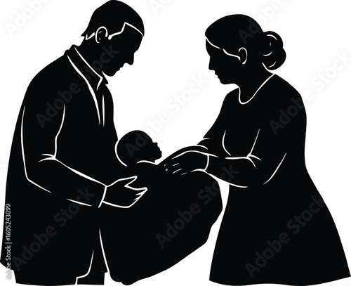 Grandparents Blessing Newborn Silhouette