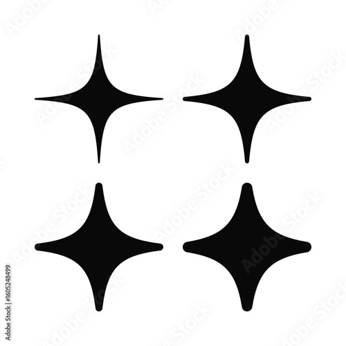 Rounded Four Point Stars Icon Set