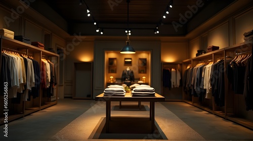 Dark and Luxurious Men's Clothing Store Interior