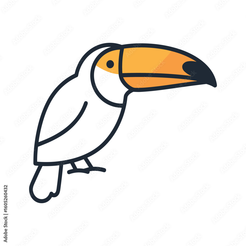 Fototapeta premium Simple toucan illustration with yellow and black beak. Vector illustration