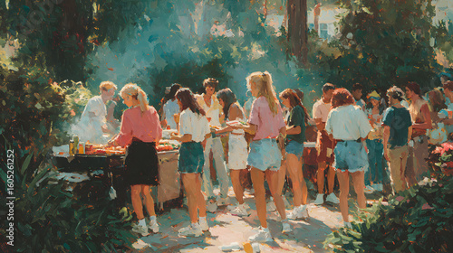 Wallpaper Mural A community cookout with people grilling food, sharing recipes, and enjoying each other’s company in a relaxed, social environment. Torontodigital.ca