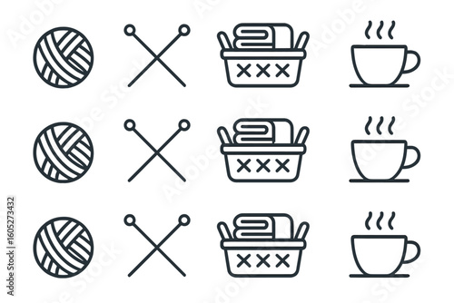 Vector hygge prompt icons cozy stroke set minimal collection line icon contour