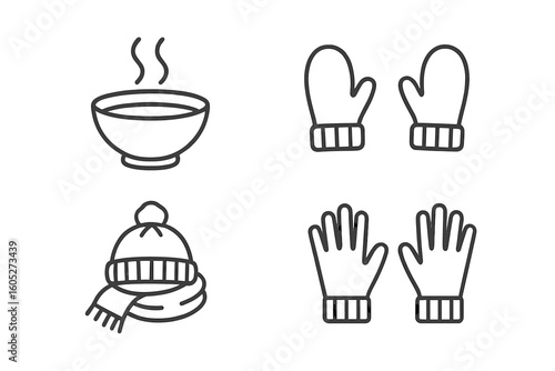 Stroke hygge vector prompt outline minimal icon collection set line icons contour