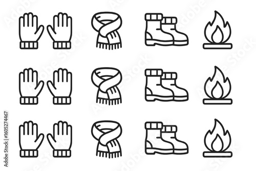 Minimal collection icons line prompt cozy hygge contour symbol outline icon set