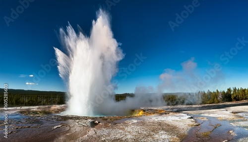Wallpaper Mural a dramatic image of a geyser erupting with a powerful burst of steam and water against a clear sky Torontodigital.ca