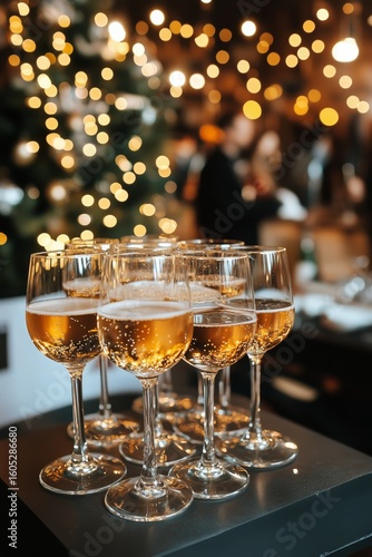 Sparkling Drinks Elegantly Arranged for Celebration at a Festive Gathering in...