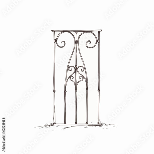 Decorative balcony railing in vector style with intricate design  