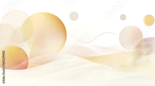 Abstract graphic design with soft, flowing shapes and pastel colors