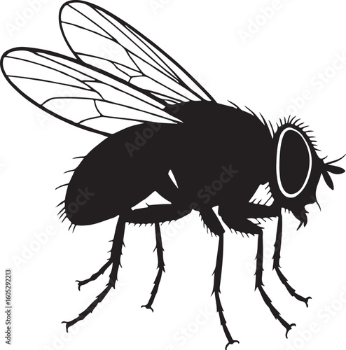Fly isolated on white background close up macro insect with wings and eyes