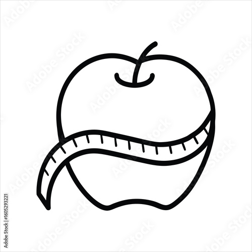  Fitness Apple Measurement Line Art Symbol