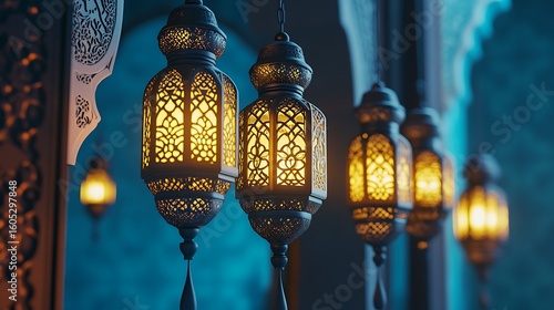 Ornate lanterns illuminating a mystical space