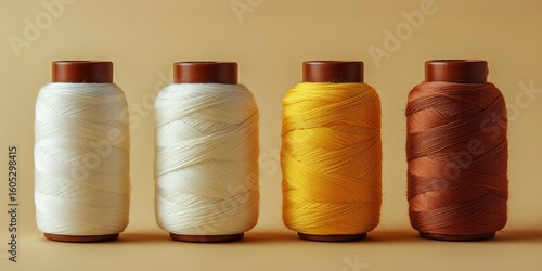 Colorful Spools of Thread Arranged on a Simple Background Showcasing Various ...