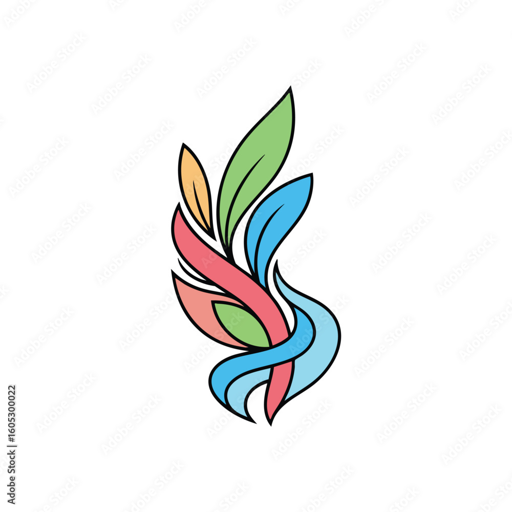 Fototapeta premium Dynamic Multicolored Organic Design. A lively, vivid artwork featuring flowing shapes and gentle curves. Represents harmony, natural growth, and creative fluidity.