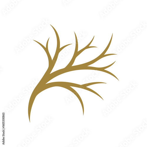 Organic Gold Tree Branch. This elegant, golden hued arboreal element represents nature's refined beauty. Its simple form conveys growth, resilience, and serene strength.