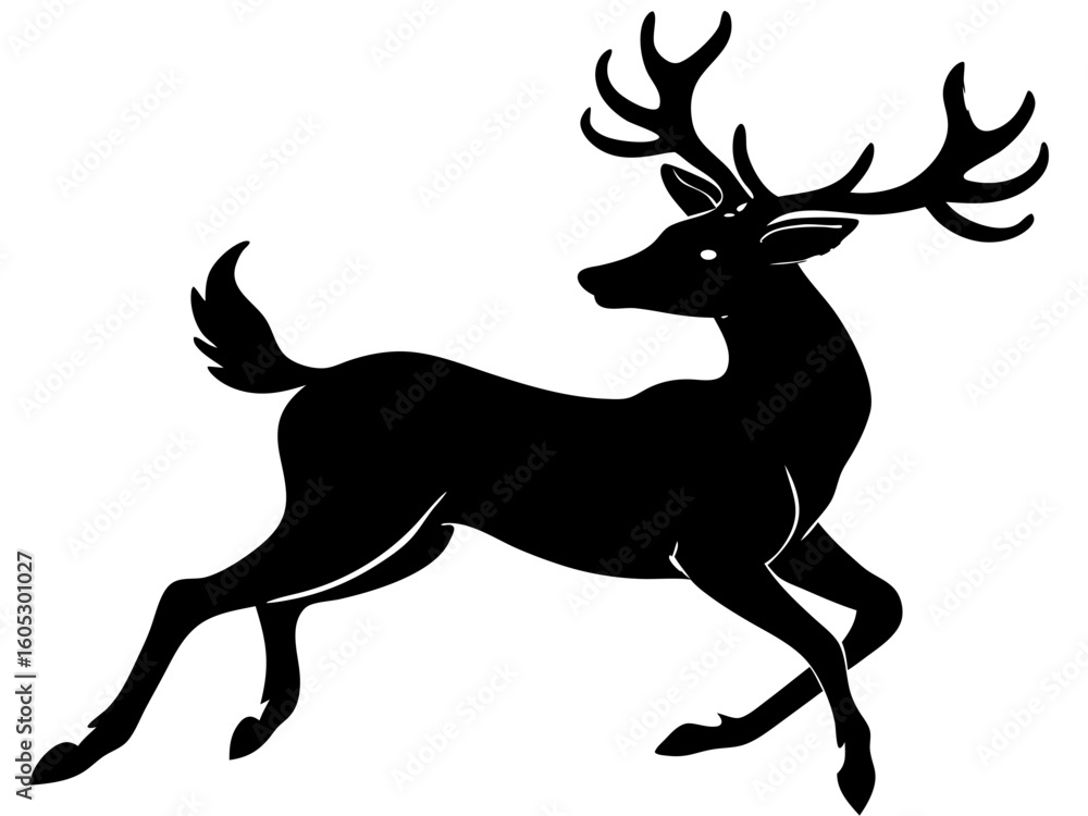 Fototapeta premium Leaping Deer Silhouette Vector Illustration