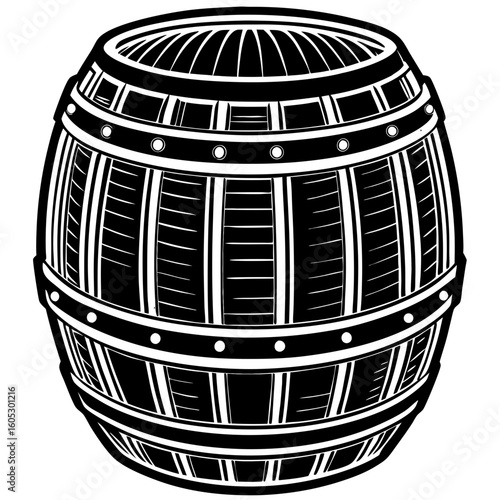 Wooden Barrel Silhouette Vector Illustration