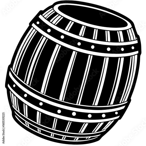 Wooden Barrel Silhouette Vector Illustration