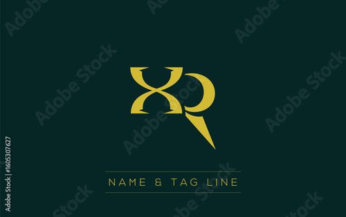 XR logo design. A sophisticated, minimalistic logo design featuring golden stylized typography,  perfect for branding concepts emphasizing luxury, professionalism, and contemporary aesthetics.