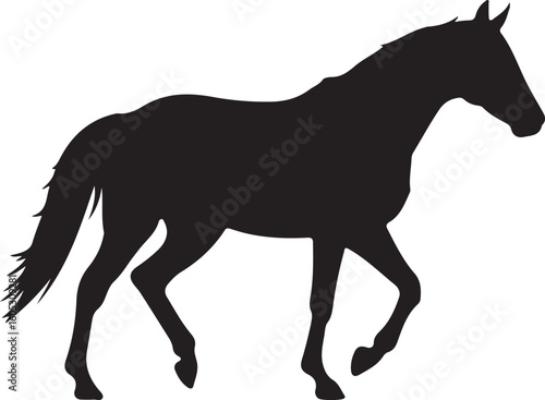 Wallpaper Mural Walking horse silhouette, vector equine illustration, black animal shape, elegant horse outline, graceful pose, clipart design element, minimal equestrian art Torontodigital.ca