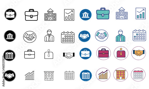Collection of business and finance icons in a silhouette style vector Illustration.