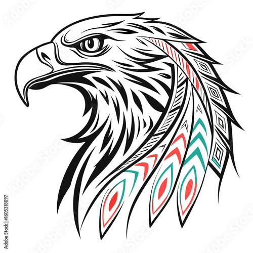 Wallpaper Mural Eagle head vector illustration with sharp beak and detailed feathers Torontodigital.ca