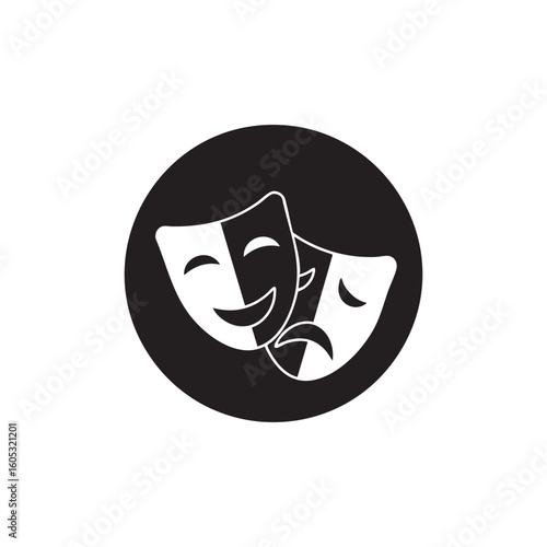 Classic comedy and tragedy theater masks icon symbolizing performance
