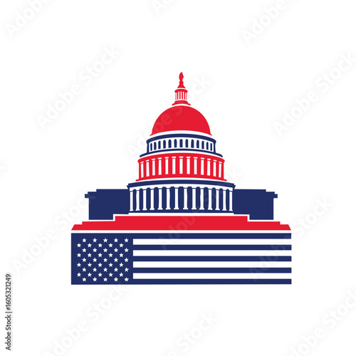 United states capitol building with american flag design