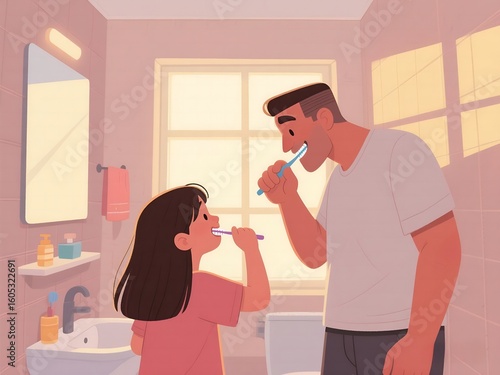 Morning Family Routine – Cozy Candid Flat Illustration