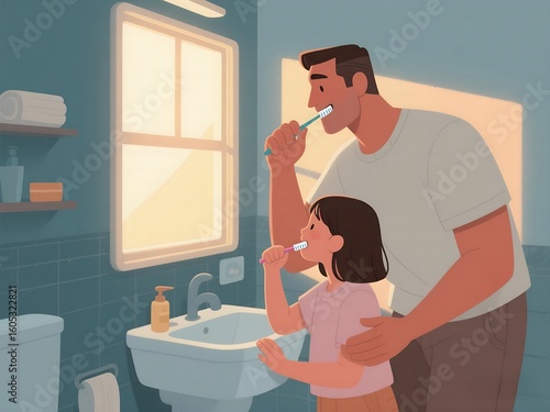 Morning Family Routine – Cozy Candid Flat Illustration