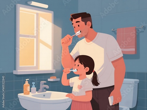 Morning Family Routine – Cozy Candid Flat Illustration