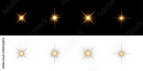 golden star, stars and sunlight, special lens glare, light effect. Png  golden stars light, glitter. Shining golden light . Png spotlight sparkle. Transparent background PNG 