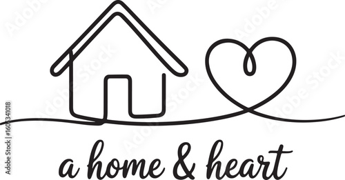 House heart symbol with text love home