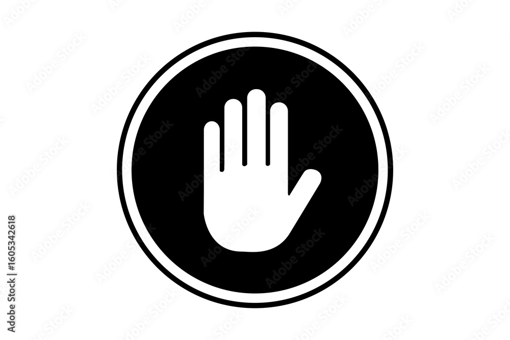 stop sign icon on black round transparent background stop sign icon on black round transparent background